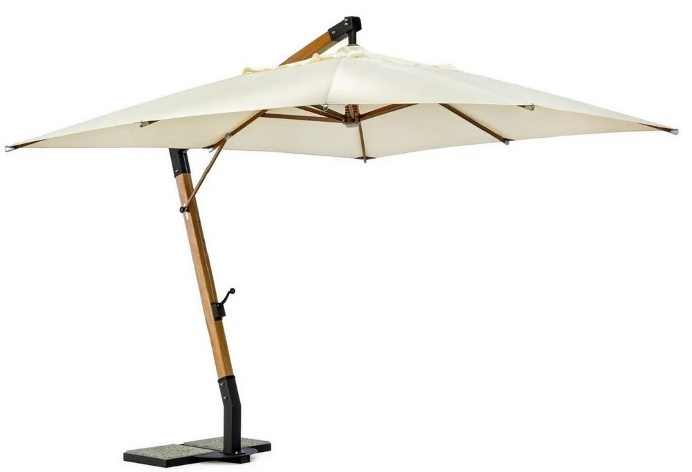 Markenware Casa Padrino parasol porte à faux de luxe avec support marron / noir / crème 400 x 300 x H. 320 cm - Parasol de jardin - Parasol de patio - Parasol de balcon - Accessoires de balcon terrasse jardin
