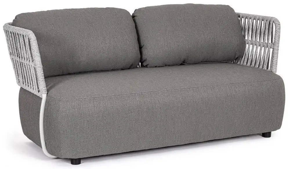 Casa Padrino canapé de jardin de luxe gris / gris clair / noir 167 x 86 x H. 79 cm - Canapé de jardin résistant aux intempéries - Canapé de terrasse - Meubles de jardin - Meubles de terrasse Markenprodukt