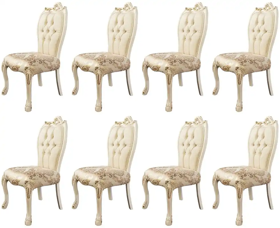 Wochenendangebot Casa Padrino ensemble de 8 chaises de salle à manger baroque de luxe blanc / or - Chaises de cuisine de style baroque magnifiques - Meuble de luxe style baroque - Meubles baroques