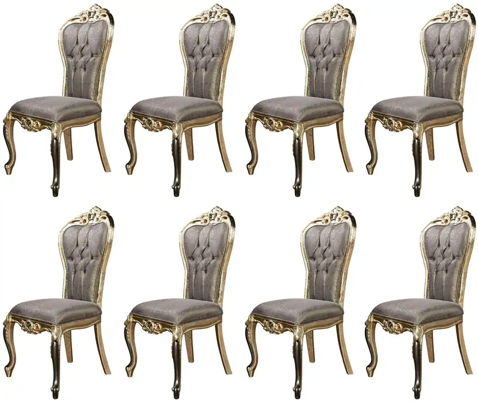 Ausverkauf Casa Padrino ensemble de 8 chaises de salle à manger baroque de luxe violet / or antique / noir - Chaises de cuisine de style baroque magnifiques - Meuble de luxe style baroque - Meubles baroques