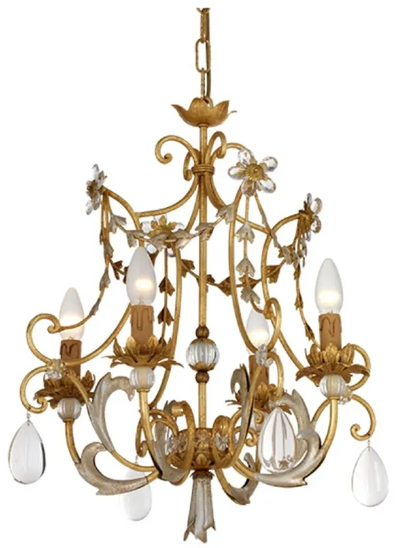 Casa Padrino lustre baroque de luxe en cristal or antique / argent antique Ø 45 x H. 55 cm - Magnifique lustre de salon de style baroque - Lustre d'hôtel style baroque - Fabriqué en Italie Markenprodukt