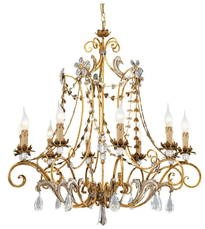 Ausverkauf Casa Padrino lustre baroque de luxe en cristal or antique / argent antique Ø 64 x H. 60 cm - Magnifique lustre de salon de style baroque - Lustre d'hôtel style baroque - Fabriqué en Italie