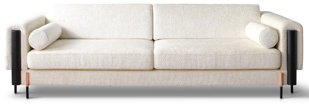 Casa Padrino canapé de luxe crème blanc / noir mat / cuivre 260 x 107 x H. 78 cm - Canapé de salon - Canapé d'hôtel - Meuble de salon - Meuble d'hôtel - Meuble de luxe - Ameublement de luxe Online Kaufen