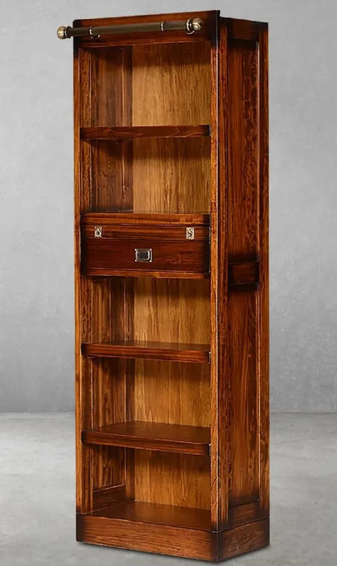 Sonderangebot Casa Padrino armoire à livres de style vintage de luxe marron / laiton 60 x 34 x H. 185 cm - Armoire de salon bois massif - Armoire de bureau - Meuble de bureau - Meuble de style vintage de luxe