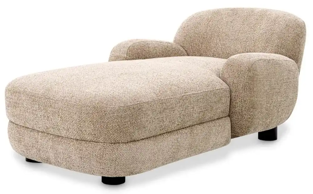 Casa Padrino Chaise Longue de Luxe Sable / Noir 95 x 170 x H. 69 cm - Fauteuil Inclinable de Salon - Récamier - Mobilier de Salon - Mobilier de Luxe - Qualité de Luxe Sale