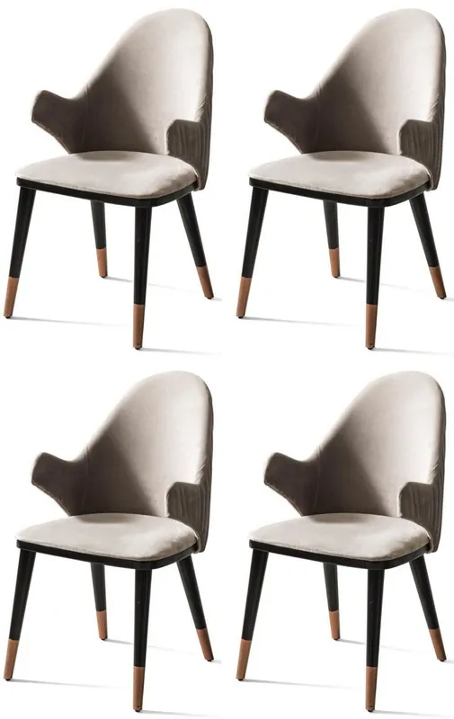 Preiswert Casa Padrino ensemble de 4 chaises de salle à manger de luxe avec accoudoirs gris / noir / cuivre 52 x 52 x H. 88 cm - Meuble de salle à manger - Meuble de restaurant - Meuble de luxe