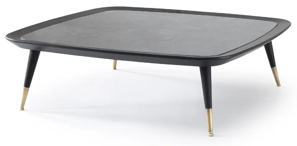 Solange Der Vorrat Reicht Casa Padrino table basse de luxe noir / vert / laiton antique 120 x 120 x H. 38 cm - Table de salon carrée avec plateau en marbre - Meuble de salon - Meuble d'hôtel - Meuble de luxe