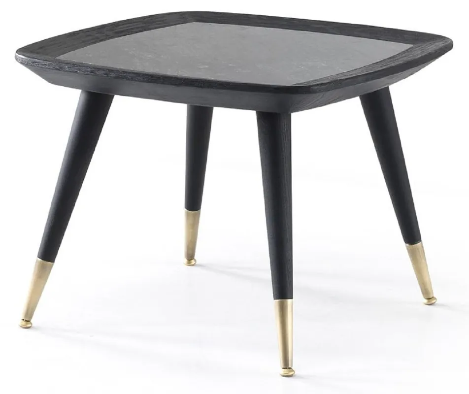 Billig Casa Padrino table d'appoint de luxe noir / vert / laiton antique 60 x 60 x H. 44 cm - Table carrée avec plateau en marbre - Meuble de salon - Meuble d'hôtel - Meuble de luxe
