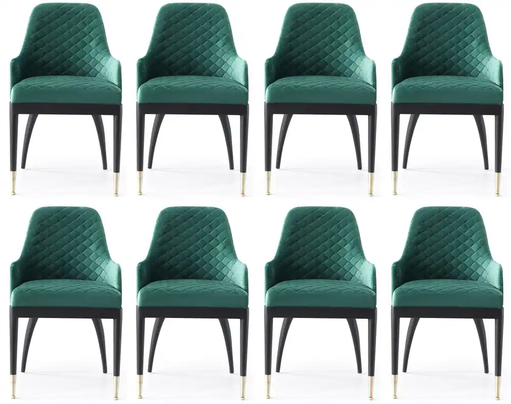 Casa Padrino ensemble de 8 chaises de salle à manger de luxe avec accoudoirs vert / noir / laiton 55 x 59 x H. 88 cm - Meuble de salle à manger - Meuble de restaurant - Meuble de luxe Jetzt Kaufen