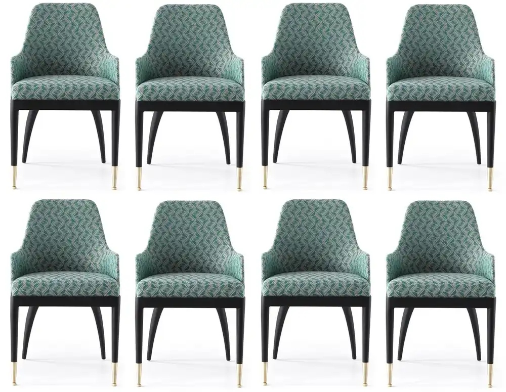 Meistverkauft Casa Padrino ensemble de 8 chaises de salle à manger de luxe avec accoudoirs vert motif / noir / laiton 55 x 59 x H. 88 cm - Meuble de salle à manger - Meuble de restaurant - Meuble de luxe