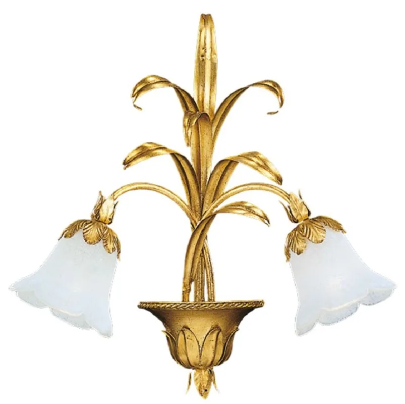 Aktuell Casa Padrino applique murale double de luxe baroque or avec patine / blanc 46 x 16 x H. 49 cm - Elégante applique de style baroque avec verre de Murano - Luminaires baroques - Fabriquée en Italie