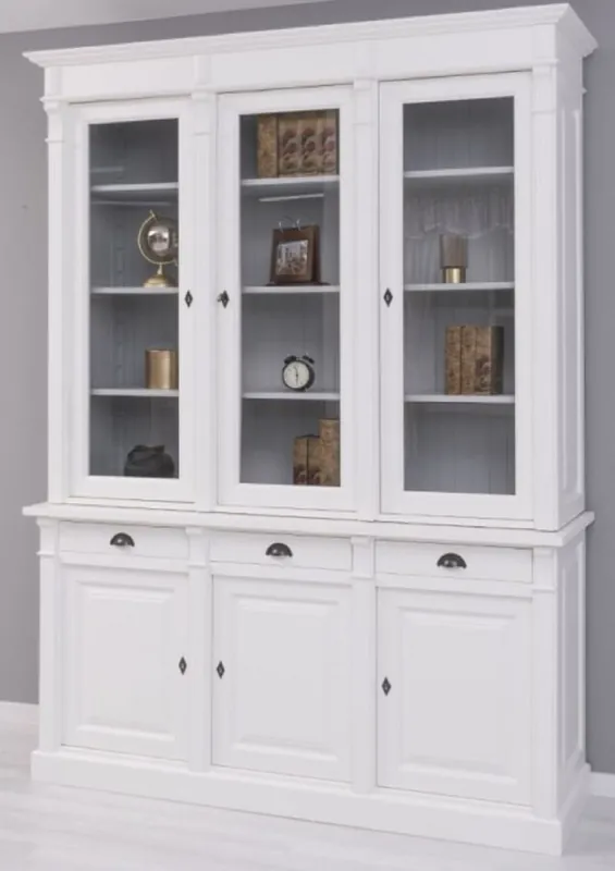 Casa Padrino armoire à livres style campagnard blanc / gris 183 x 51 x H. 240 cm - Armoire de Salon en Bois Massif - Armoire d'étagère - Armoire de Bureau - Meubles de Style Campagnard Neue Ware