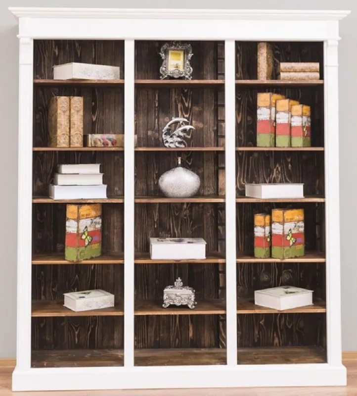 Casa Padrino armoire étagère de style campagnard blanc / marron foncé 180 x 39 x H. 197 cm - Armoire à livres - Armoire de salon - Armoire de bureau - Meubles style campagnard Neue Kollektion