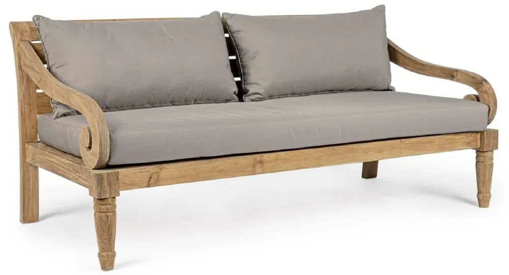 Casa Padrino canapé de jardin de luxe gris / naturel 165 x 80 x H. 75 cm - Canapé de jardin rustique en teck avec coussins - Meubles de jardin bois massif - Meubles de jardin rustique de luxe Rabatt