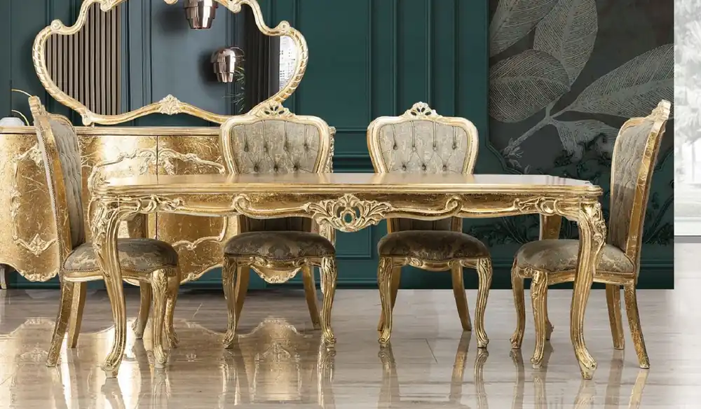 Casa Padrino ensemble de salle à manger baroque de luxe vert / or antique - 1 Table à Manger Baroque & 6 Chaises à Manger Baroques - Meuble de salle à manger de luxe de style baroque Rabatt