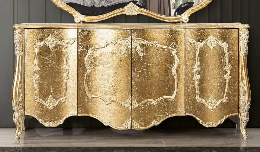 Casa Padrino buffet baroque de luxe or antique - Cabinet en bois massif de style baroque avec 4 portes - Meuble de salle à manger de luxe de style baroque - Meuble de salle à manger baroque Meistverkauft