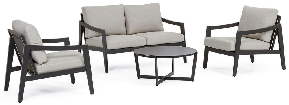 Casa Padrino ensemble de jardin de luxe gris / anthracite - 1 Canapé de Jardin & 2 Fauteuils de Jardin & 1 Table de Jardin - Mobilier de jardin - Mobilier de terrasse - Mobilier de luxe Preis Gesenkt