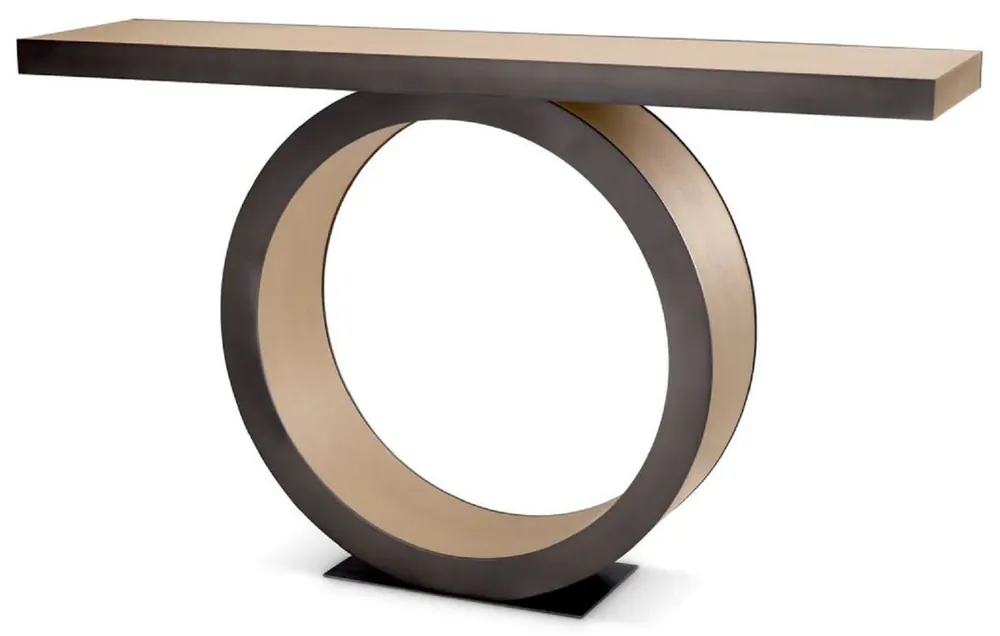 Top-Angebot Casa Padrino console de luxe naturel / bronze 130 x 30 x H. 76,5 cm - Console rectangulaire en bois massif - Meuble de luxe - Meuble de salon - Ameublement de luxe