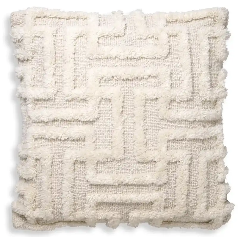 Casa Padrino coussin de luxe ivoire 60 x 60 cm - Coussin décoratif laine tissé main - Coussin décoratif carré - Décoration de salon - Accessoires de décoration de luxe - Collection de luxe Wochenendangebot