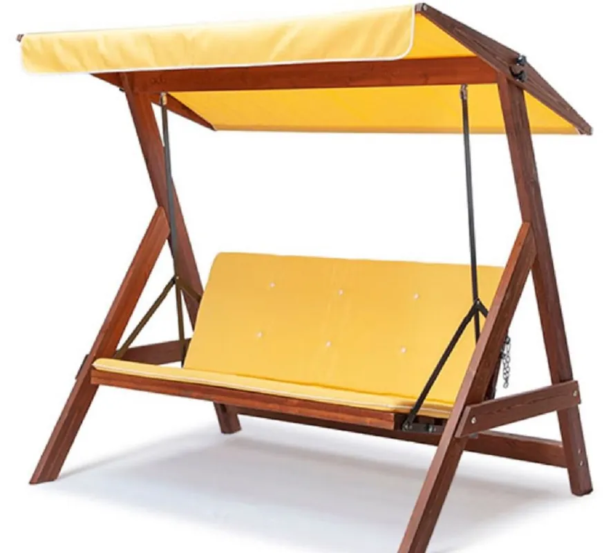 Casa Padrino balançoire Hollywood de luxe jaune / marron - Balançoire de jardin en bois massif avec toit ouvrant - Meubles de jardin - Meubles de terrasse - Meubles d'extérieur - Meubles de luxe Abverkauf