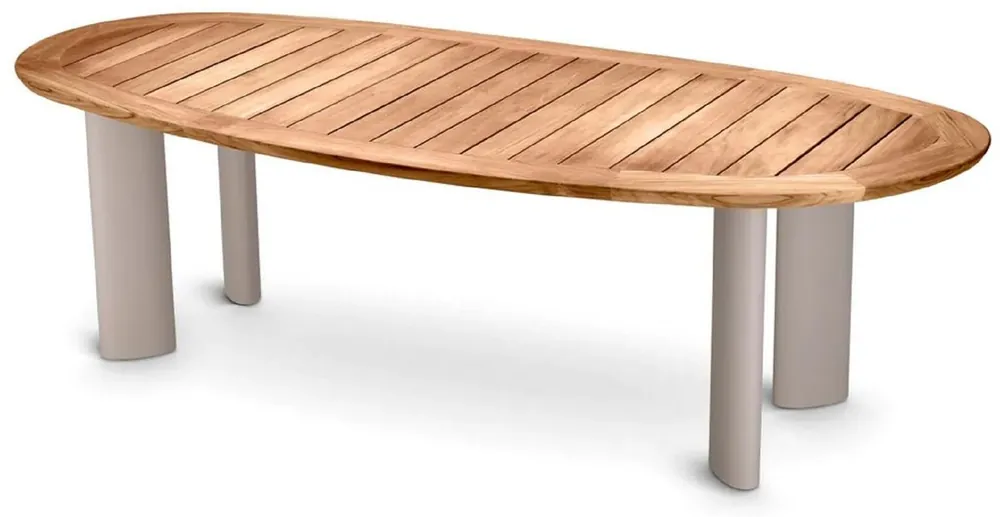 Casa Padrino table de jardin de luxe naturel / sable 258,5 x 110 x H. 76 cm - Table à manger de jardin avec plateau en teck et pieds en aluminium - Mobilier de jardin et terrasse - Qualité de luxe Jetzt Bestellen