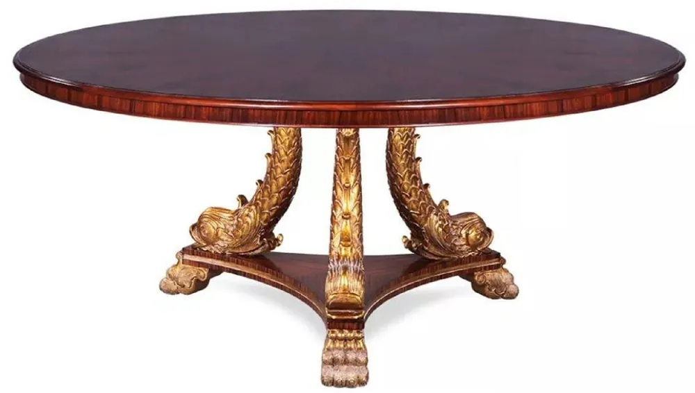 Casa Padrino table à manger baroque de luxe marron / or Ø 150 cm - Table de cuisine ronde en bois massif de style baroque de style asiatique - Mobilier de salle à manger baroque de style asiatique Aktuell