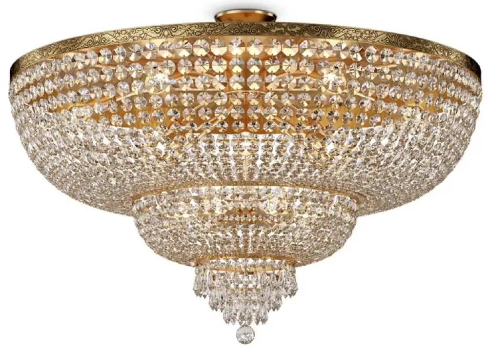 Expressversand Casa Padrino lustre baroque en cristal or antique Ø 100 x H. 68,8 cm - Lustre rond de style baroque - Lustre de salon baroque - Noble & Magnifique