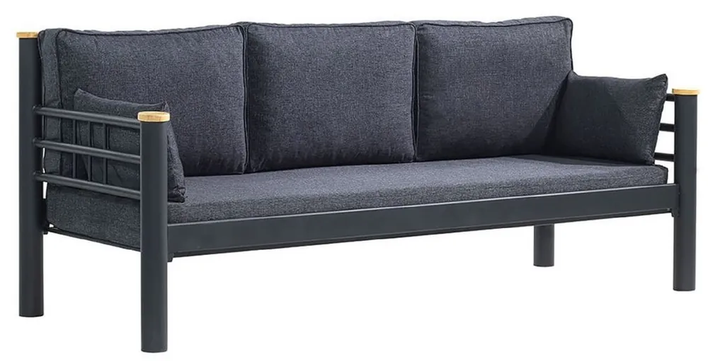 Casa Padrino canapé de jardin Art Nouveau anthracite / gris / naturel 200 x 70 x H. 85 cm - Canapé de jardin en métal avec coussins - Canapé de patio - Mobilier de jardin - Mobilier Art Nouveau Schnäppchen