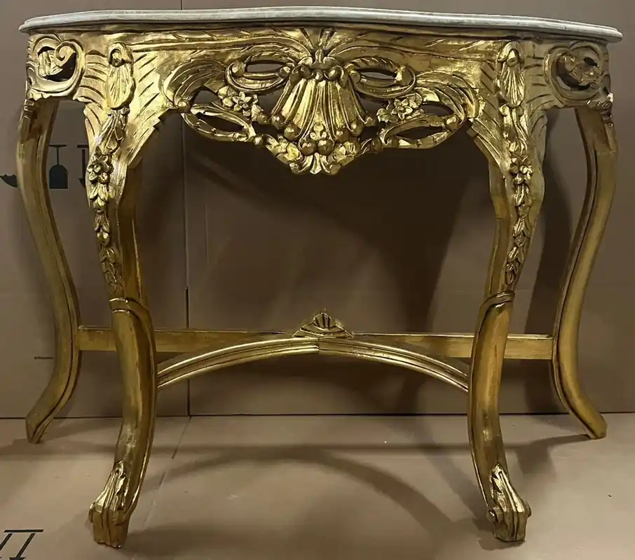 Mega-Angebot Casa Padrino console baroque or / crème - Table console en bois massif faite à la main avec plateau en marbre - Console de style ancien - Meuble de style ancien - Meuble baroque