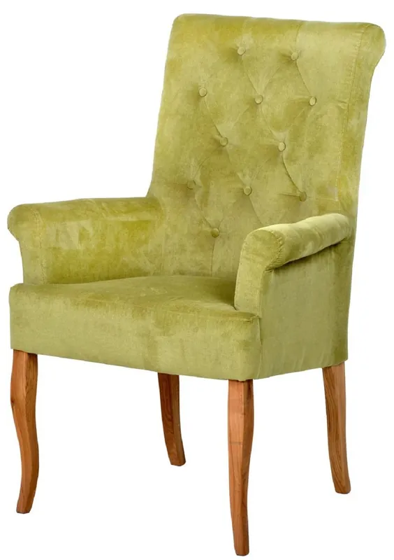Preisknaller Casa Padrino Chaise de Salle à Manger Chesterfield Néo Baroque Vert / Naturel - Chaise de Cuisine avec Accoudoirs - Mobilier de Salle à Manger - Mobilier Chesterfield - Mobilier Néo Baroque
