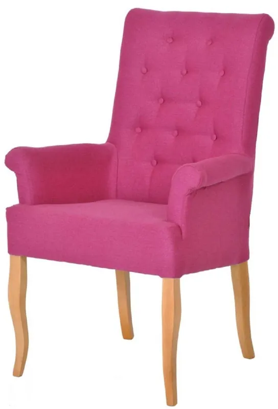 Casa Padrino Chaise de Salle à Manger Chesterfield Néo Baroque Rose / Naturel - Chaise de Cuisine avec Accoudoirs - Mobilier de Salle à Manger - Mobilier Chesterfield - Mobilier Néo Baroque Geprüft