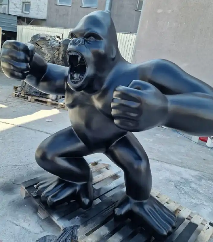Neue Kollektion Casa Padrino sculpture décorative de luxe singe gorille noir mat 214 x 100 x H. 185 cm - Immense sculpture décorative XXL - Figurine décorative XXL - Figurine animalière XXL de luxe