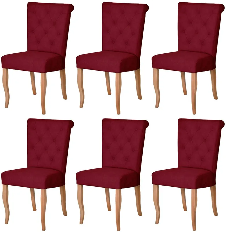 Casa Padrino ensemble de 6 Chaises de salle à manger Chesterfield Néo Baroque bordeaux rouge / naturel - Ensemble de chaises de cuisine - Mobilier de Salle à Manger Chesterfield Néo Baroque Angebot