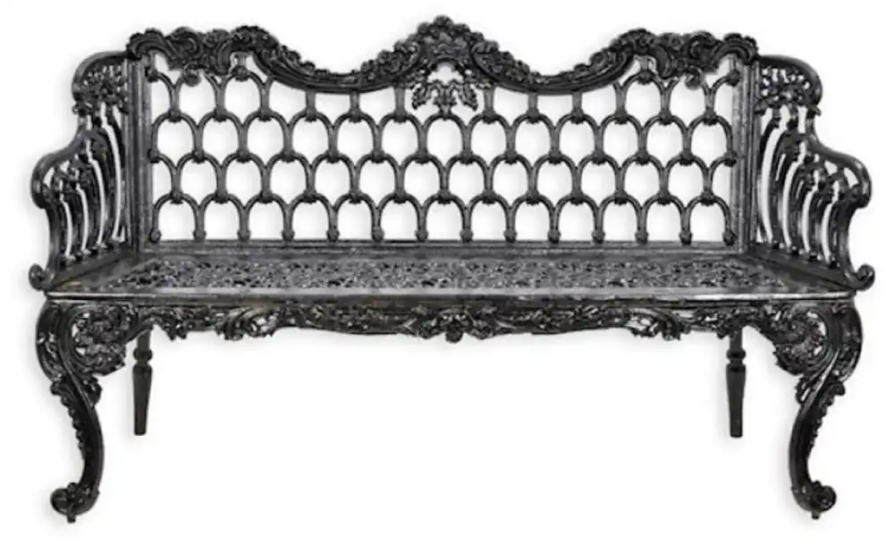 Versand Am Gleichen Tag Casa Padrino banc de jardin baroque noir 159 x H. 93 cm - Magnifique banc de jardin en fer fonte - Mobilier de jardin en fer fonte - Mobilier de jardin baroque - Mobilier de jardin style baroque