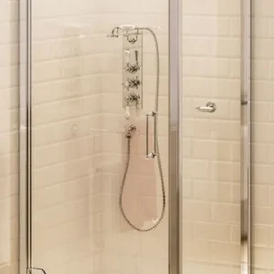 Geprüft Casa Padrino porte de douche avec panneau latéral argent 76 x 76 x H. 195 cm - Porte vitrée pour cabine de douche - Accessoires de salle de bain - Portes de douche de luxe - Qualité de luxe