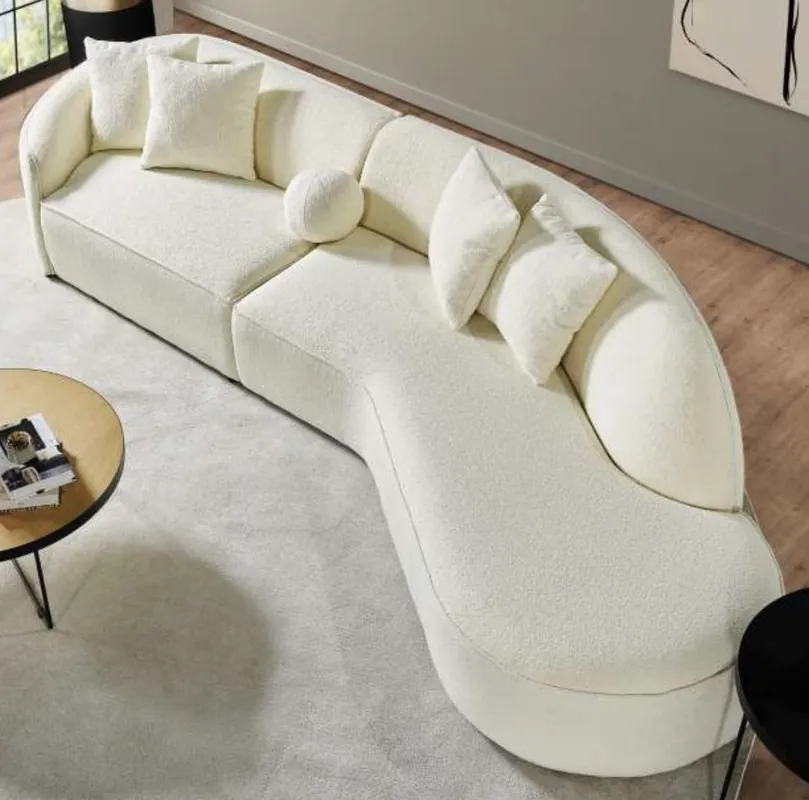 Casa Padrino canapé de luxe crème 340 x H. 95 cm - Canapé de salon incurvé - Canapé d'hôtel - Meuble de salon - Meuble d'hôtel - Meuble de luxe - Ameublement de luxe - Ameublement de salon Sichere Zahlung