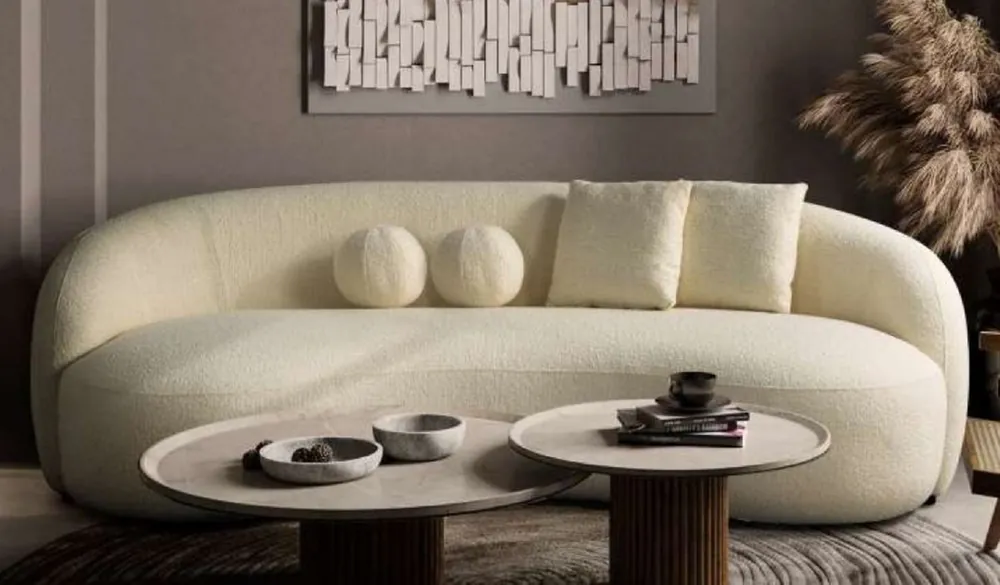 Casa Padrino canapé de luxe ivoire 250 x 120 x H. 76 cm - Canapé de salon incurvé - Canapé d'hôtel - Meuble de salon - Meuble d'hôtel - Meuble de luxe - Ameublement de luxe - Ameublement de salon Kracherpreis