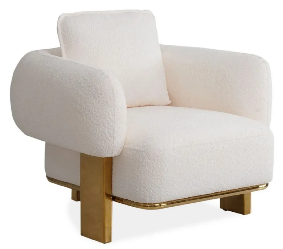 Casa Padrino fauteuil de luxe blanc / laiton 115 x 110 x H. 75 cm - Fauteuil de salon - Fauteuil d'hôtel - Meuble de salon - Meuble d'hôtel - Meuble de luxe - Ameublement de luxe Expressversand