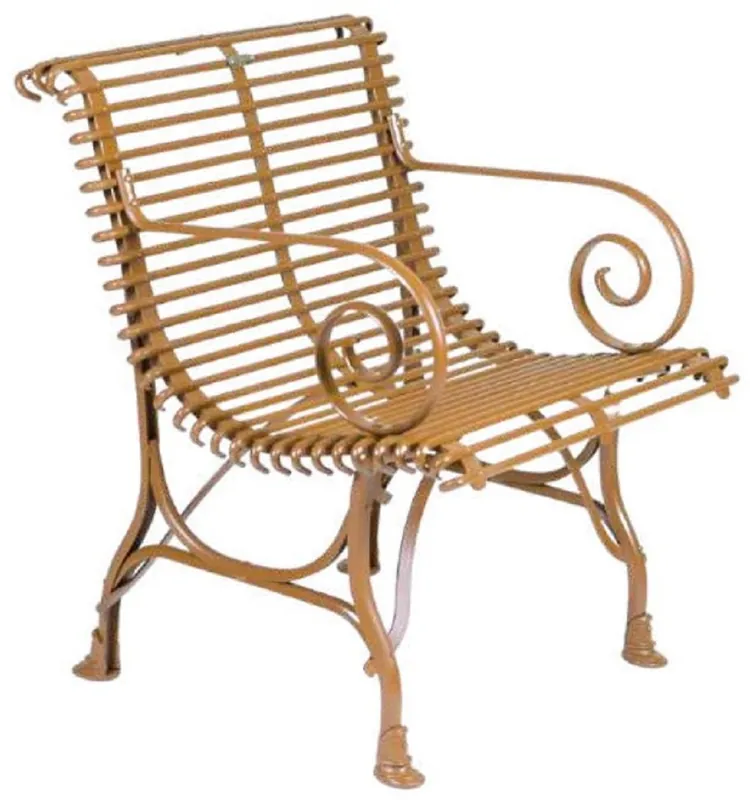 Casa Padrino chaise de jardin Art Nouveau marron 64 x 62 x H. 71 cm - Chaise fait main en fer forgé avec accoudoirs - Mobilier en fer forgé de jardin et de terrasse nostalgique Abverkauf