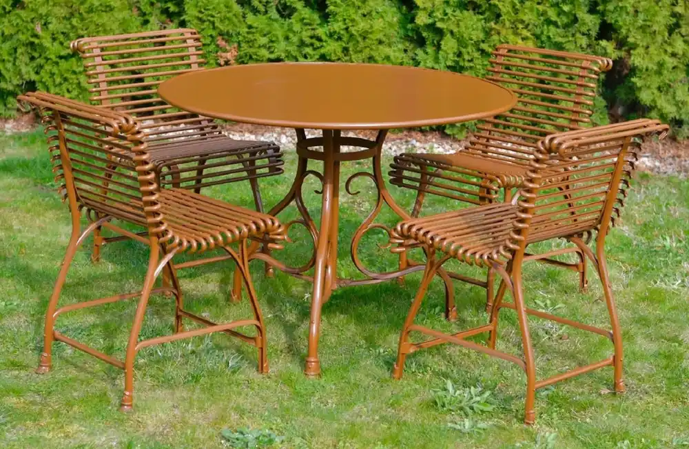 Casa Padrino ensemble de jardin Art Nouveau marron - 1 Table de Jardin & 4 Chaises de Jardin - Mobilier jardin nostalgique en fer forgé - Mobilier de Jardin Baroque & Art Nouveau Heißes Angebot