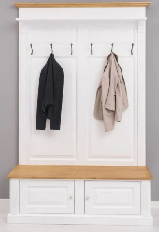 Casa Padrino armoire garde-robe en bois massif de style campagnard blanc / naturel 140 x 41 x H. 210 cm - Armoire murale - Placard d'entrée - Meuble d'armoire - Meuble style campagnard Beliebt