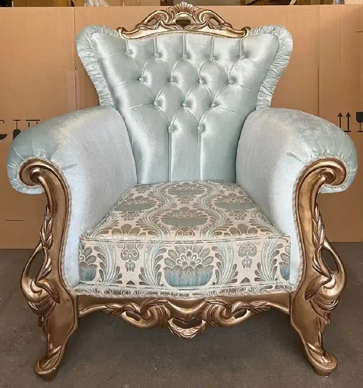 Top-Preis Casa Padrino fauteuil baroque de luxe turquoise motif / or - Magnifique fauteuil de salon avec strass - Meuble de salon de luxe style baroque - Meuble baroque - Noble & Magnifique