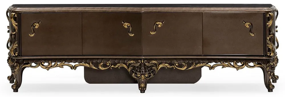 Online Kaufen Casa Padrino armoire TV baroque de luxe marron / or - Magnifique buffet en bois massif avec 4 portes - Meuble de salon de style baroque - Meuble baroque - Noble et Magnifique