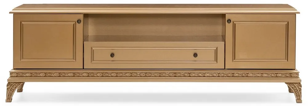 Expressversand Casa Padrino armoire TV baroque de luxe or - Magnifique buffet en bois massif avec 2 portes et tiroir - Meuble de salon de style baroque - Meuble baroque - Noble et Magnifique
