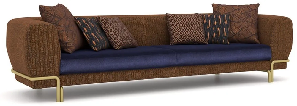 Echt Casa Padrino canapé de luxe marron / violet / laiton 300 x 100 x H. 75 cm - Canapé de salon - Canapé d'hôtel - Meuble de salon - Meuble d'hôtel - Meuble de luxe - Ameublement de luxe