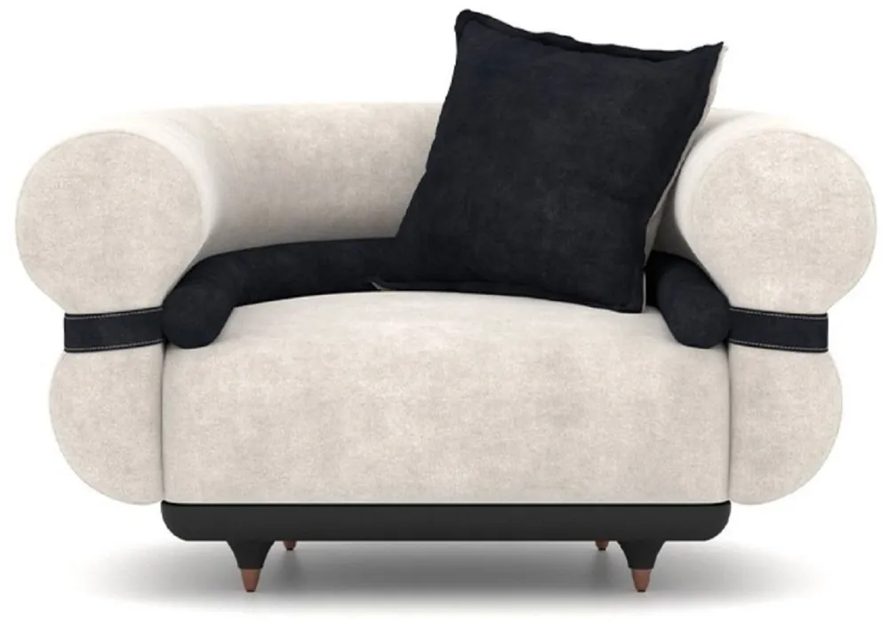 Casa Padrino fauteuil de luxe gris / bleu / noir / cuivre 110 x 88 x H. 65 cm - Fauteuil de salon - Fauteuil d'hôtel - Meuble de salon - Meuble d'hôtel - Meuble de luxe - Ameublement de luxe Preisknaller