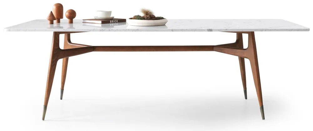 Casa Padrino table de salle à manger de luxe blanc / marron 240 x 100 x H. 75 cm - Table de salle à manger rectangulaire avec plateau en marbre - Meuble de salle à manger - Meuble de luxe Nur Heute