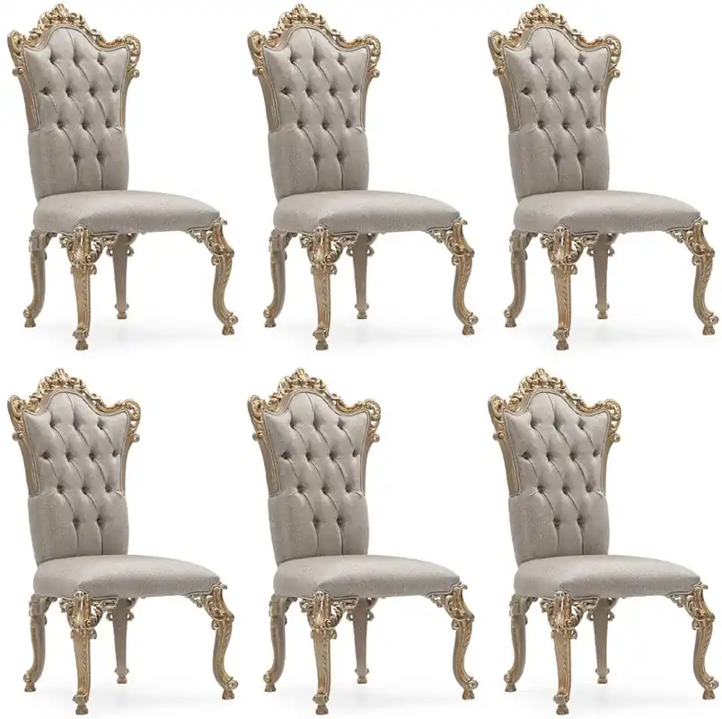 Sale Casa Padrino ensemble de 6 chaises de salle à manger baroque de luxe argent / gris / or - Chaises de cuisine de style baroque magnifiques - Meuble de luxe style baroque - Meubles baroques