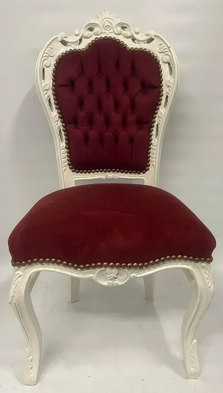 Casa Padrino chaise de salle à manger baroque bordeaux rouge / crème - Chaise de style antique fait main avec tissu en velours fin - Meuble de salle à manger style baroque - Meuble baroque Heißes Angebot