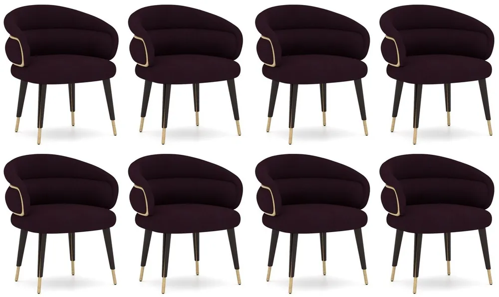 Casa Padrino ensemble de 8 chaises de salle à manger de luxe violet / noir / beige - Chaises de cuisine avec accoudoirs - Meubles de salle à manger - Meubles de restaurant - Meubles de luxe Heißes Angebot